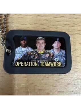 Vintage US Army NHRA Racing Dog Tag Necklace NASCAR Operation Teamwork